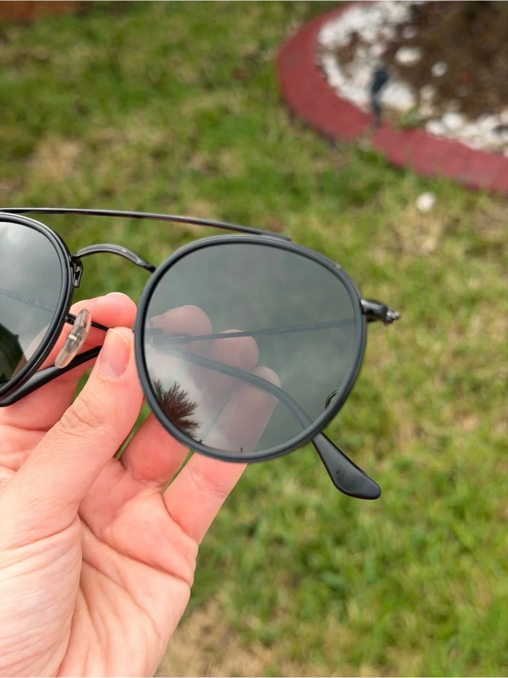 Ray-Ban Round Metal Sunglasses in Black and Dark Green